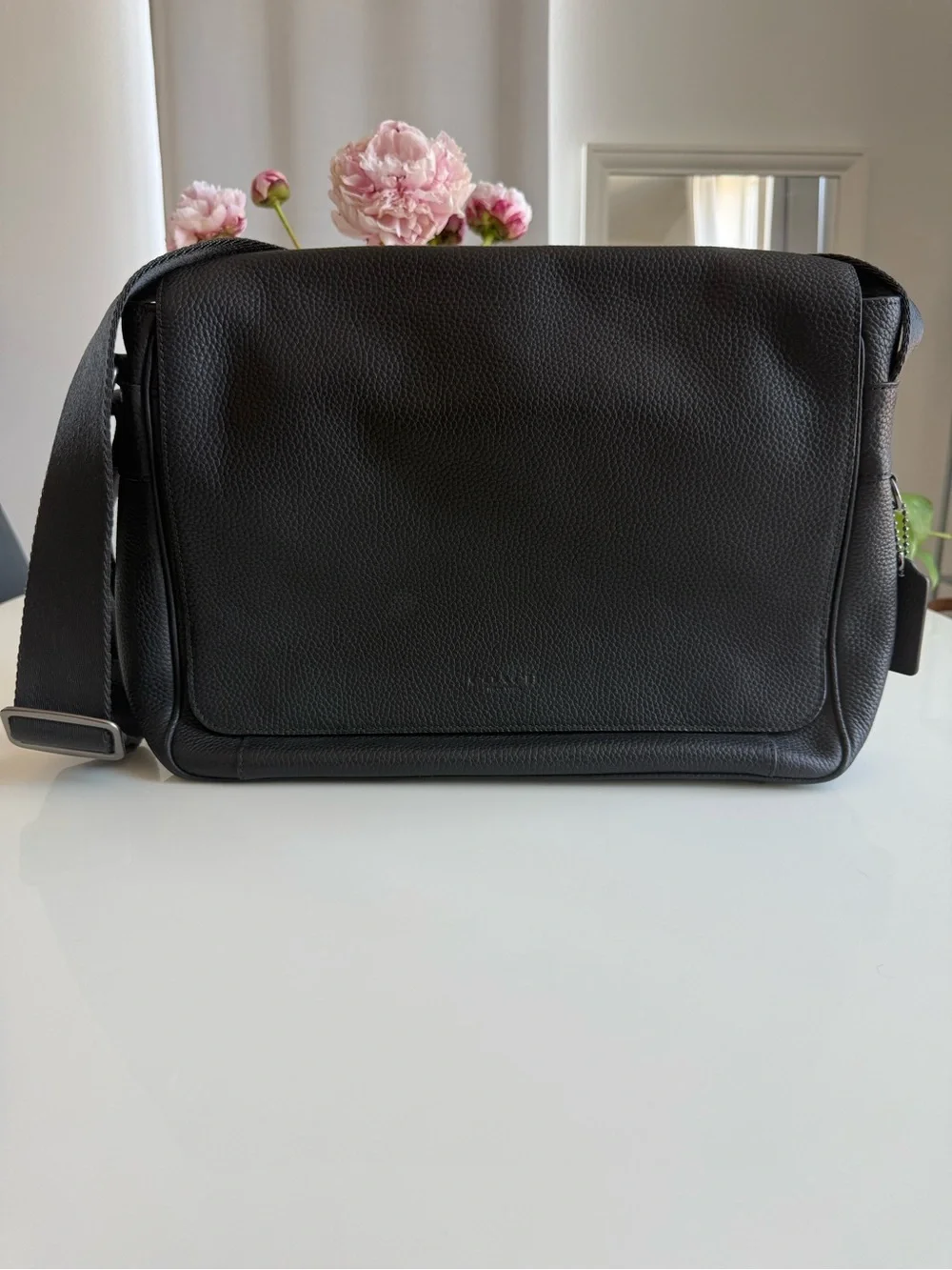 Coach Black Pebbled Leather Messenger